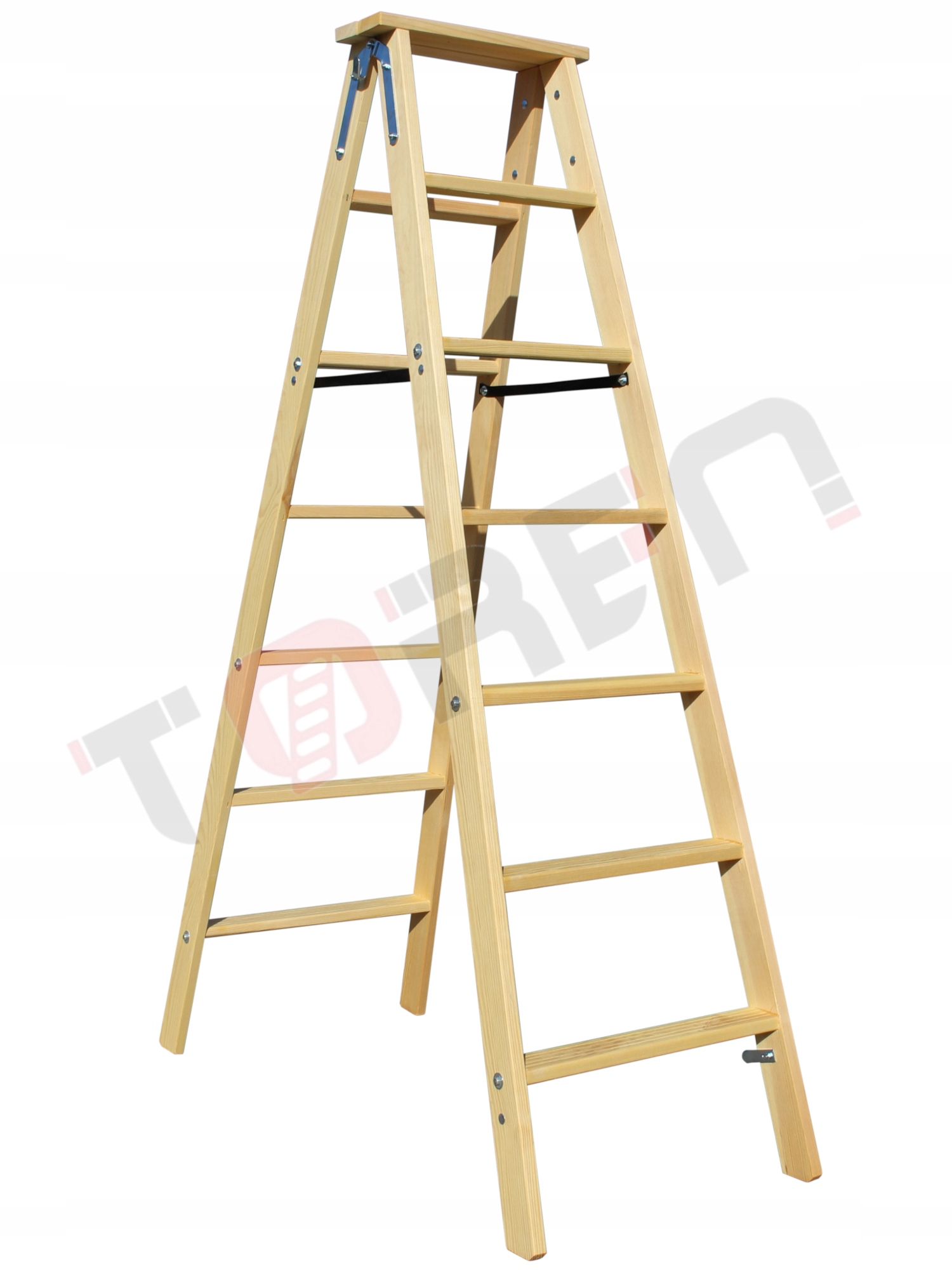 Drevený obojstranný rebrík Siedlewski so schodíkmi 2x7 impregnovaný PRO
